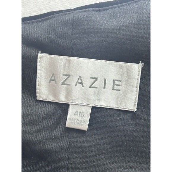 Azazie Womens Size A16 Black Velvet One Shoulder Maxi Slit Dress - Picture 9 of 10